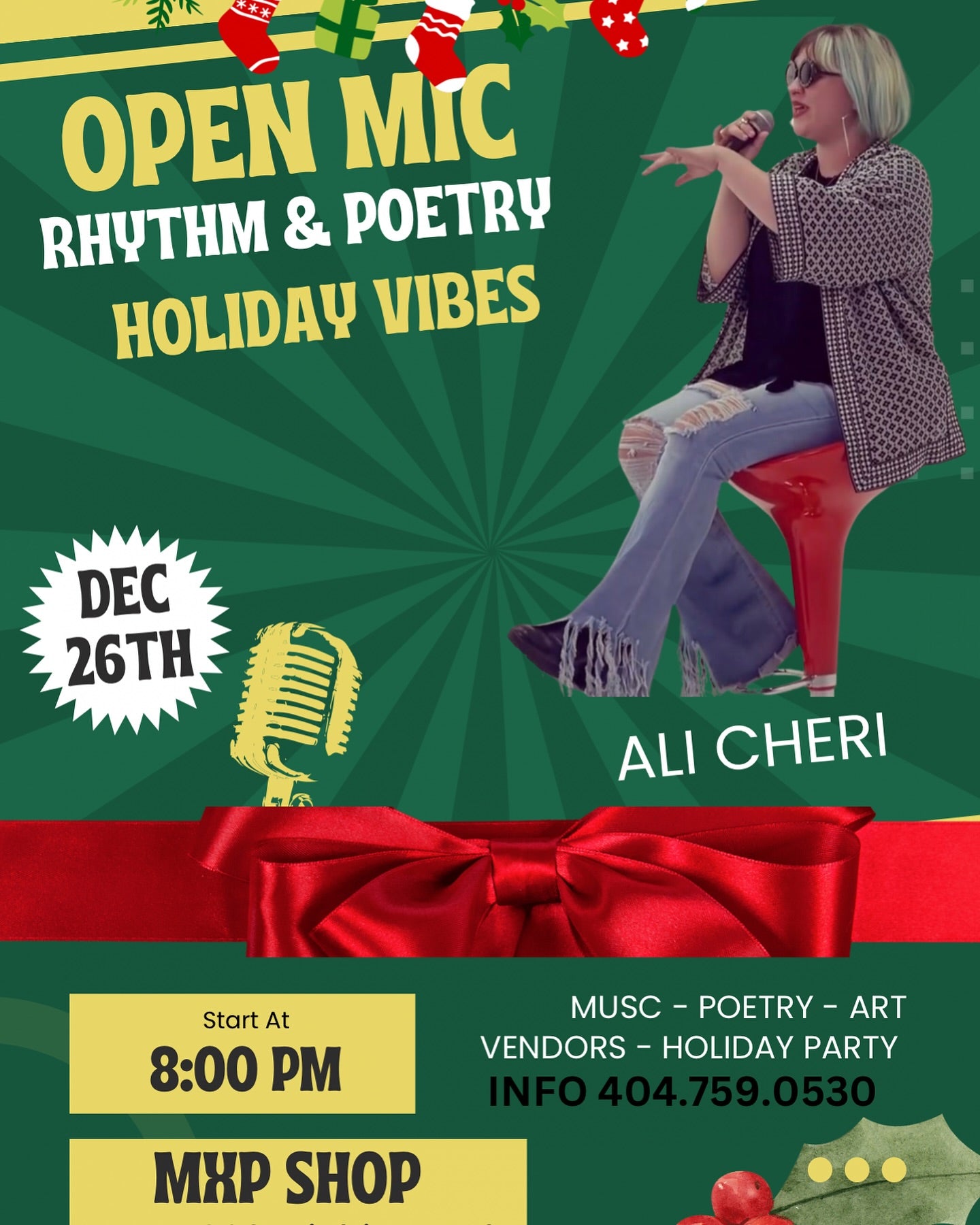 RHYTHM & POETRY (( HOLIDAY VIBES )) OPEN MIC DEC 26th, THURSDAY, 8PM