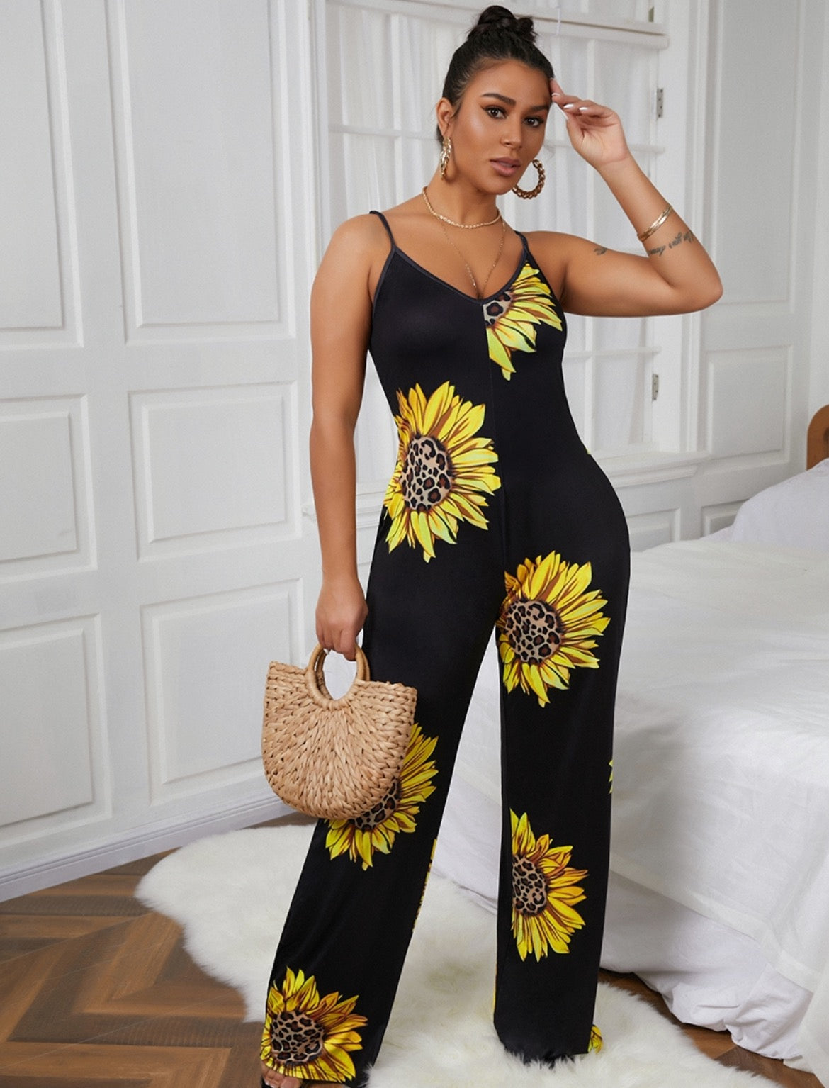 Sunflower Jumpsuit w/ Pockets