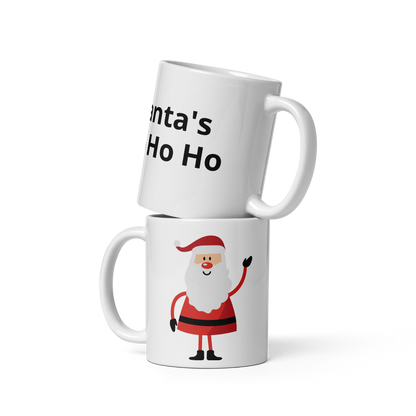 ceramic white santa mug for holiday coffee or tea and gift giving
