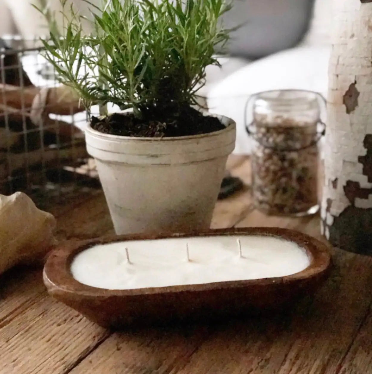 3-wick Dough Bowl Soy Candle- Farmhouse