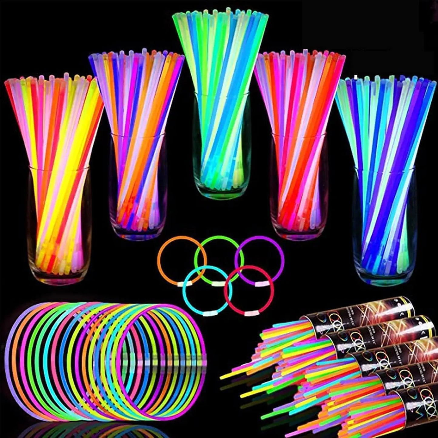 500 Pack Glow Sticks Bulk Party Supplies Glow In The Dark Party Favors Glow Sticks Necklaces Bracelets with Connectors 8" Glowsticks Light Up Toys Neon Birthday Decorations Football Party Supplies
