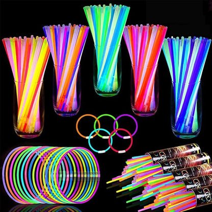 500 Pack Glow Sticks Bulk Party Supplies Glow In The Dark Party Favors Glow Sticks Necklaces Bracelets with Connectors 8" Glowsticks Light Up Toys Neon Birthday Decorations Football Party Supplies